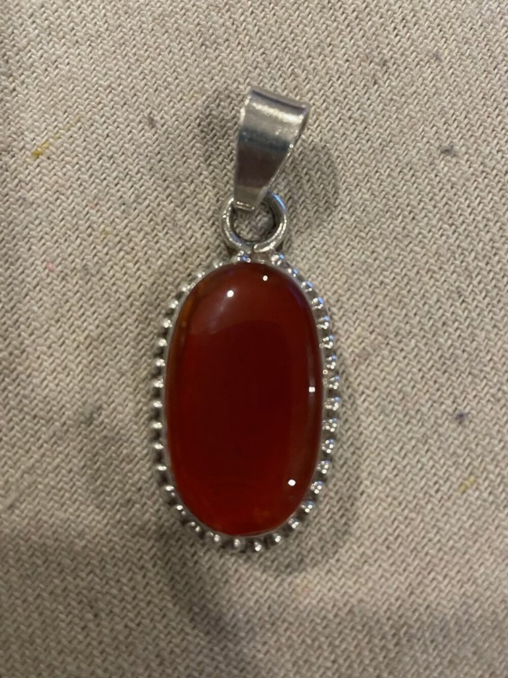 Vintage Sterling Silver 925 Carnelian Cabochon Pendant (Matching set available)